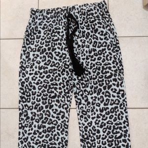 Blue leopard print fuzzy PJ pants